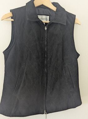 Chadwick's Black Quilted Leather Suede Vest